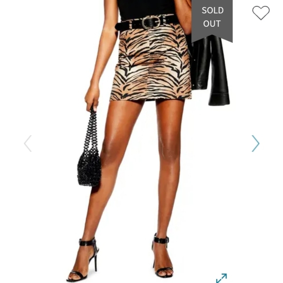 TOPSHOP Denim Tiger Print Skirt NWOT - Picture 7 of 11